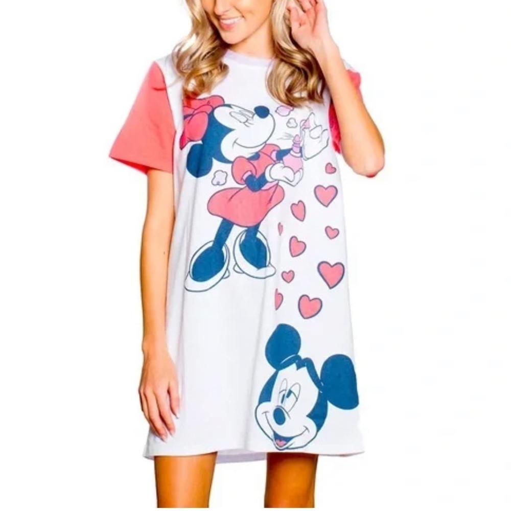 Cakeworthy Disney Minnie & Mickey Mouse Graphic T-Shirt Dress size Small